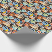 Koffiekopjes Abstract Waterverf Patroon Cadeaupapier (Hoek)
