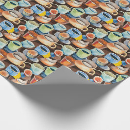 Koffiekopjes Abstract Waterverf Patroon Cadeaupapier
