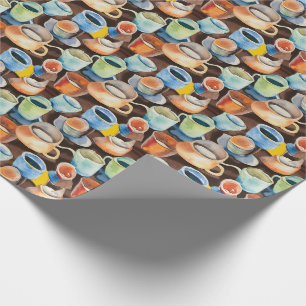 Koffiekopjes Abstract Waterverf Patroon Cadeaupapier