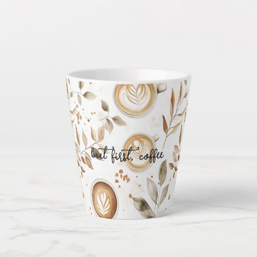 Koffiekopjes Bladeren Latte Mok (Voorkant)