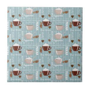 Koffiekopjes Blauwe Verticale Lijnen Cafeïne Korre Tegeltje