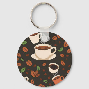 Koffiekopjes Bonen Morgen Patroon Sleutelhanger