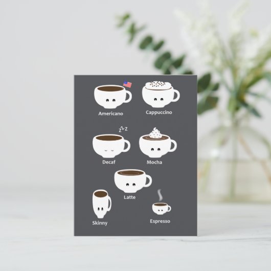 Koffiekopjes Briefkaart (Staand voorkant)