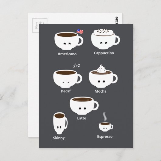 Koffiekopjes Briefkaart (Voorkant / Achterkant)