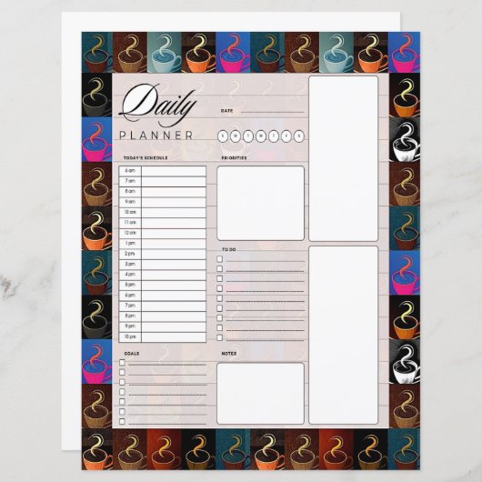 Koffiekopjes dagelijkse planner (Voorkant / Achterkant)