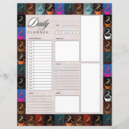 Koffiekopjes dagelijkse planner (Voorkant)