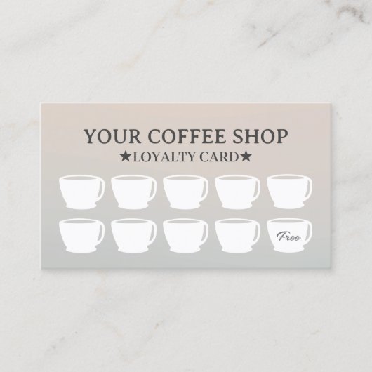 Koffiekopjes Elegante Zilveren Cafe Klant Klantenkaartje (Voorkant)