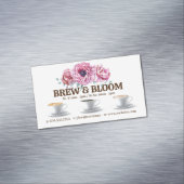 Koffiekopjes en bloemen magnetisch visitekaartje (Voorbeeld)