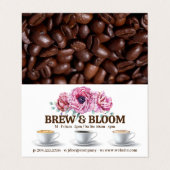 Koffiekopjes en bloemen visitekaartje (Buitenkant ongevouwen)