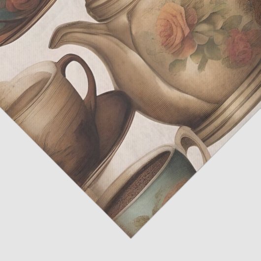 Koffiekopjes en potten / Decoupage Tissuepapier (Detail)