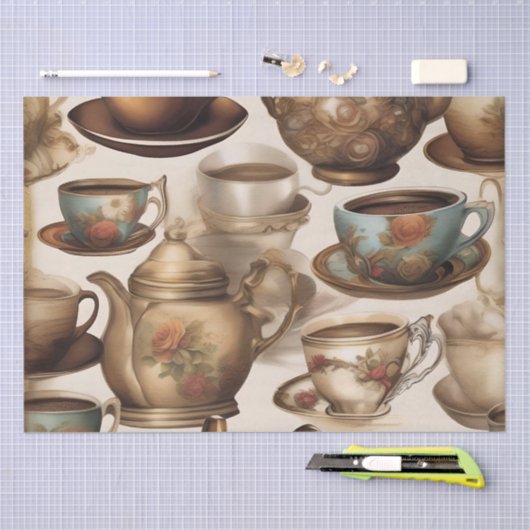 Koffiekopjes en potten / Decoupage Tissuepapier (Craft)