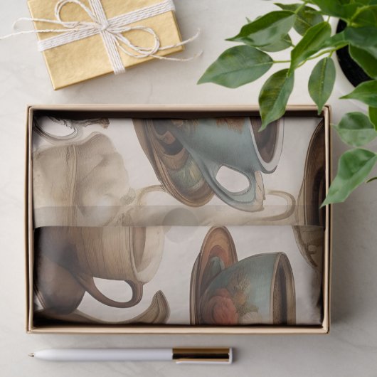 Koffiekopjes en potten / Decoupage Tissuepapier (Geschenk)