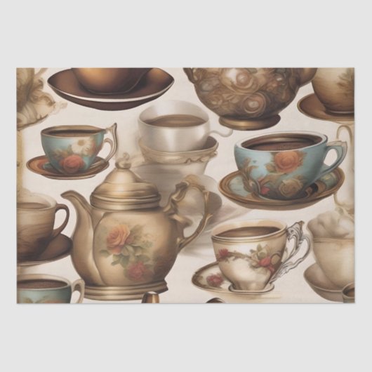 Koffiekopjes en potten / Decoupage Tissuepapier (Voorkant)