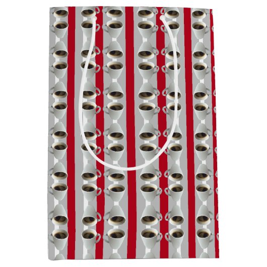 Koffiekopjes en strepen geschenkzak medium cadeauzakje (Voorkant)