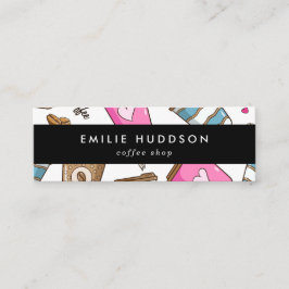 Koffiekopjes, koffiebonen, Barista, Koffiewinkel Mini Visitekaartje