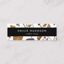 Koffiekopjes, koffiebonen, Barista, Koffiewinkel Mini Visitekaartje