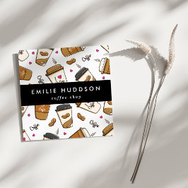 Koffiekopjes, koffiebonen, Barista, Koffiewinkel Vierkante Visitekaartje