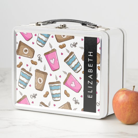 Koffiekopjes, koffiebonen, harten, Jouw naam (In situ)