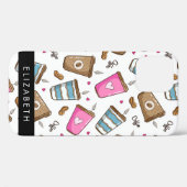 Koffiekopjes, koffiebonen, harten, Jouw naam Case-Mate iPhone Case (Achterkant (horizontaal))