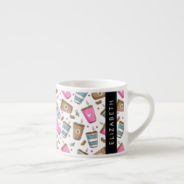 Koffiekopjes, koffiebonen, harten, Jouw naam Espresso Kop