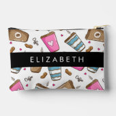 Koffiekopjes, koffiebonen, harten, Jouw naam Etui (Achterkant)