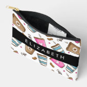 Koffiekopjes, koffiebonen, harten, Jouw naam Etui (Open)