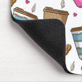 Koffiekopjes, koffiebonen, harten, Jouw naam Muismat (Hoek)