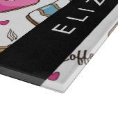 Koffiekopjes, koffiebonen, harten, Jouw naam Snijplank (Hoek)