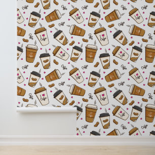 Koffiekopjes, koffiebonen, koffieliefhebber, harte behang
