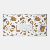 Koffiekopjes, koffiebonen, koffieliefhebber, harte bureaumat (Keyboard & Muis)