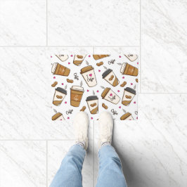 Koffiekopjes, koffiebonen, koffieliefhebber, harte deurmat