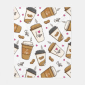 Koffiekopjes, koffiebonen, koffieliefhebber, harte fleece deken (Voorkant)