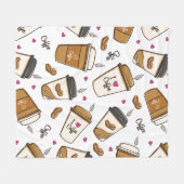 Koffiekopjes, koffiebonen, koffieliefhebber, harte fleece deken (Voorkant (Horizontaal))