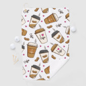 Koffiekopjes, koffiebonen, koffieliefhebber, harte golfhanddoek (Insitu)