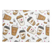 Koffiekopjes, koffiebonen, koffieliefhebber, harte kussensloop (Achterkant)