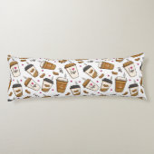 Koffiekopjes, koffiebonen, koffieliefhebber, harte lichaamskussen (Achterkant)