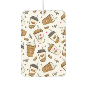 Koffiekopjes, koffiebonen, koffieliefhebber, harte luchtverfrisser