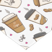 Koffiekopjes, koffiebonen, koffieliefhebber, harte medium tafelloper (Hoek)