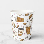 Koffiekopjes, koffiebonen, koffieliefhebber, harte papieren bekers (Achterkant)