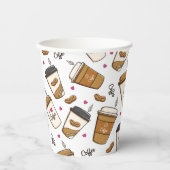 Koffiekopjes, koffiebonen, koffieliefhebber, harte papieren bekers (Voorkant)