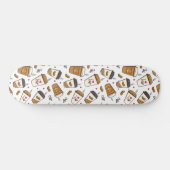 Koffiekopjes, koffiebonen, koffieliefhebber, harte persoonlijk skateboard (Horizontaal)