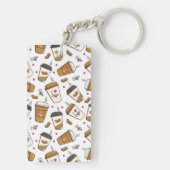 Koffiekopjes, koffiebonen, koffieliefhebber, harte sleutelhanger (achterkant)