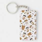 Koffiekopjes, koffiebonen, koffieliefhebber, harte sleutelhanger (Voorkant)