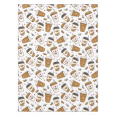 Koffiekopjes, koffiebonen, koffieliefhebber, harte tafelkleed (Voorkant)