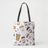 Koffiekopjes, koffiebonen, koffieliefhebber, harte tote bag (Voorkant)
