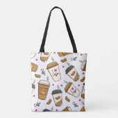 Koffiekopjes, koffiebonen, koffieliefhebber, harte tote bag (Achterkant)