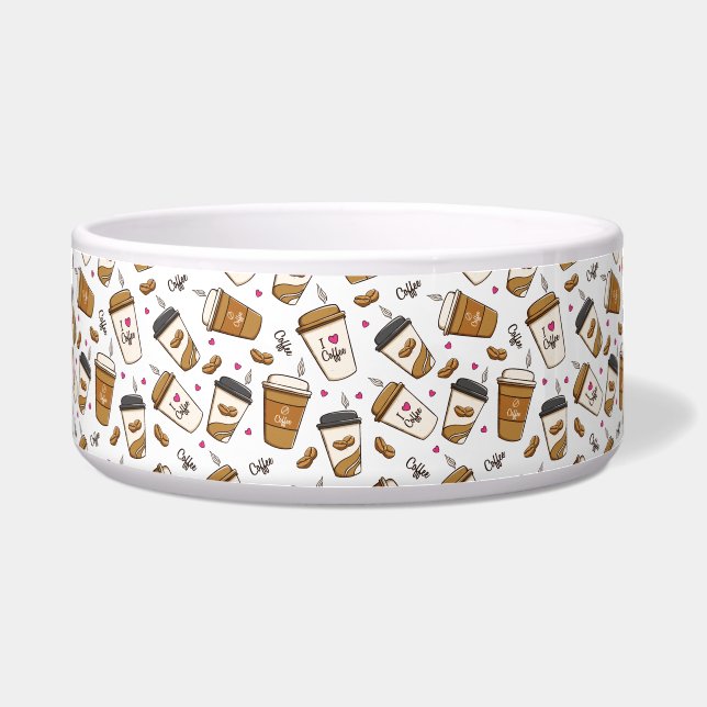 Koffiekopjes, koffiebonen, koffieliefhebber, harte voerbakje (Voorkant)