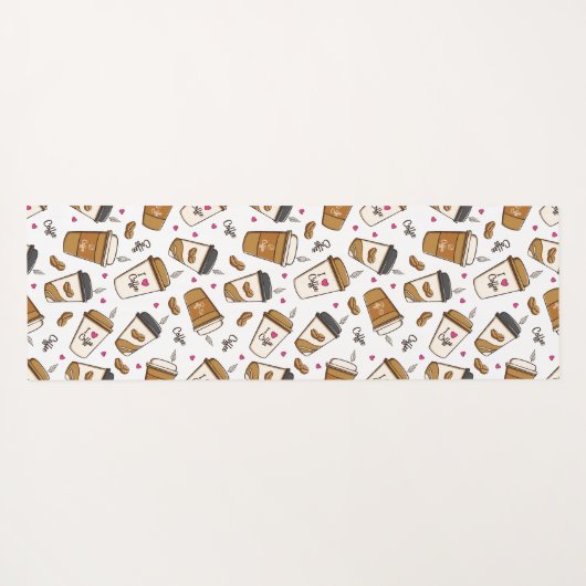 Koffiekopjes, koffiebonen, koffieliefhebber, harte yogamat (Achterkant (horizontaal))