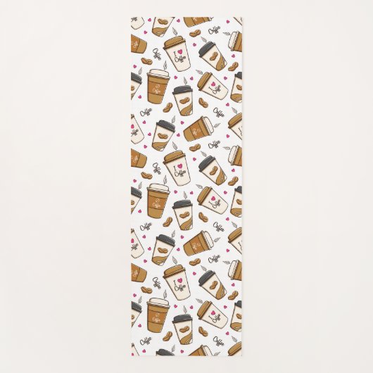Koffiekopjes, koffiebonen, koffieliefhebber, harte yogamat (Voorkant)