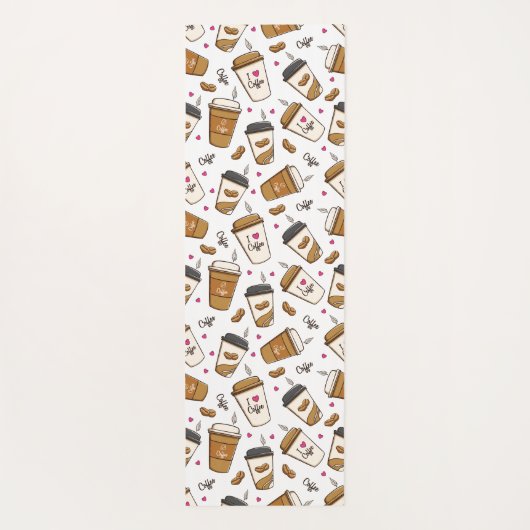 Koffiekopjes, koffiebonen, koffieliefhebber, harte yogamat (Achterkant)